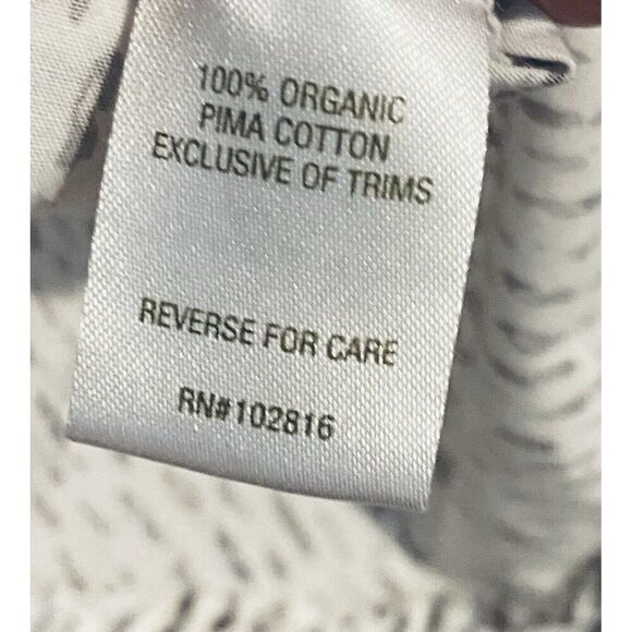 Garnet Hill Top Womens 10 Gray White Organic Pima Cotton Long Sleeve Button Up - Picture 6 of 8